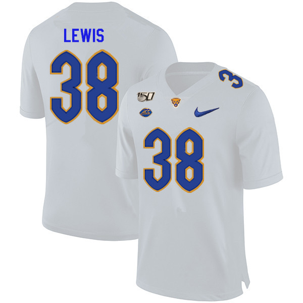 2019 Men #38 Ryan Lewis Pitt Panthers College Football Jerseys Sale-White